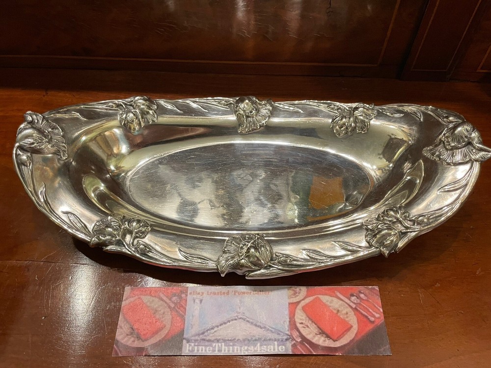 Lrg LONG SILVER FLATWARE / BREAD / VEGGIE SERVING TRAY VICTORIAN QUADRUPLE PLATE