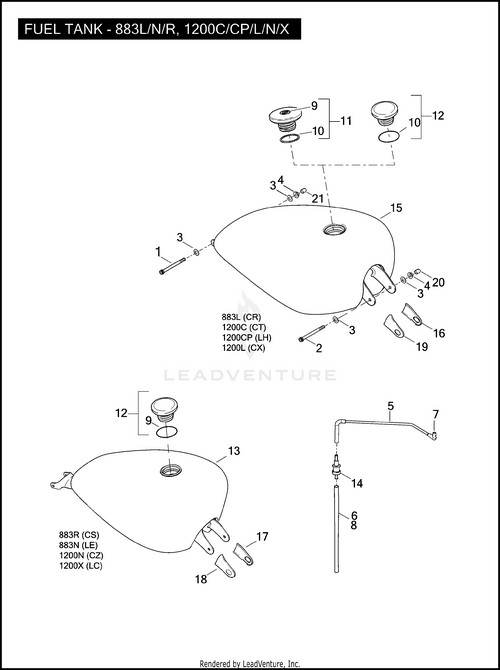Harley Davidson 08-13 Sportster & Roadster OEM Tank to Valve Ventline 27067-07A