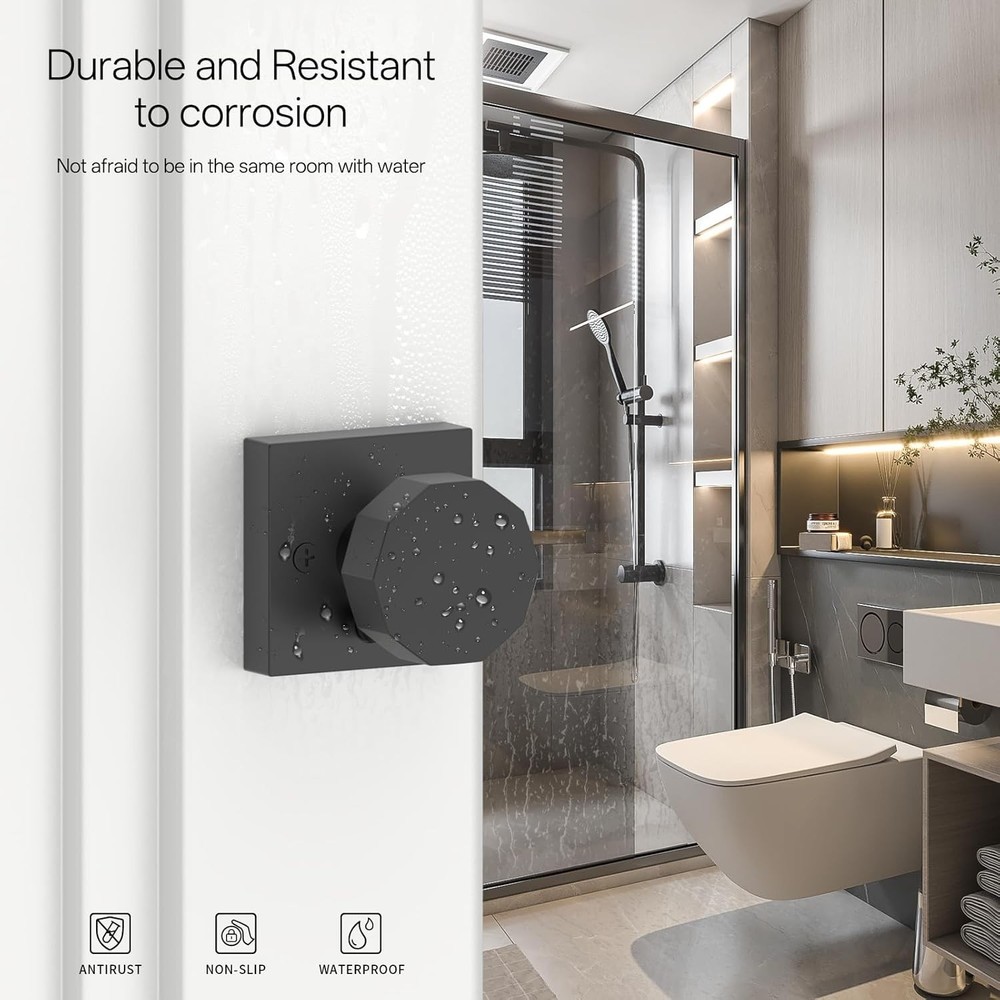 Amerdeco 3 Pack Privacy Door Knobs Matte Black Privacy,