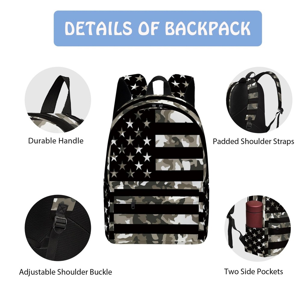 Flag 3PCS Backpack Set for Teens Elementary Middle High School, 17 Inch Light...