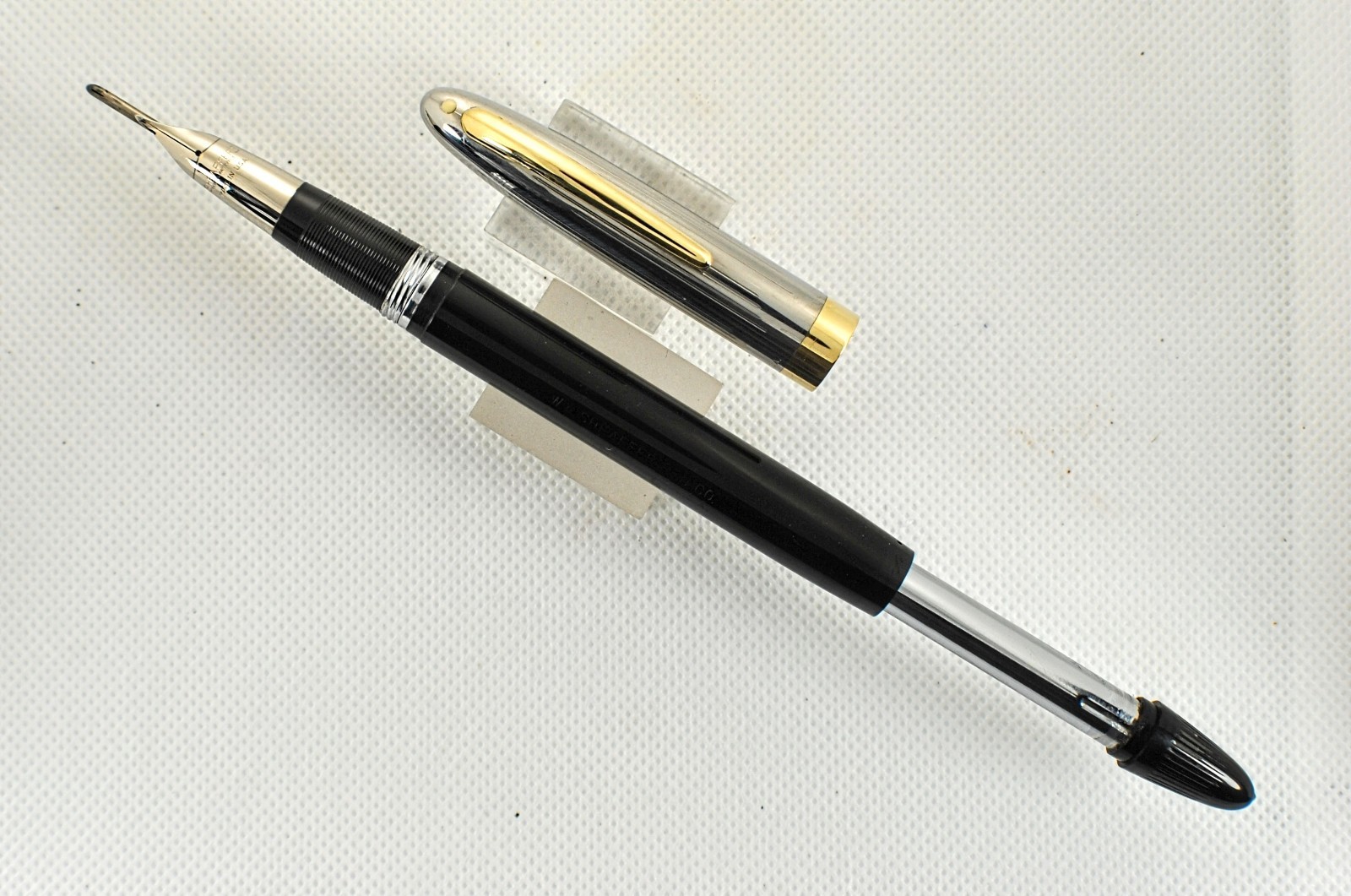 Very Nice Classic Black Snorkel Clipper, Smooth Medium Palladium Nib, RESTORED