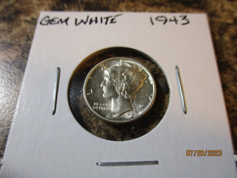 1943 MERCURY SILVER DIME - GEM WHITE    71