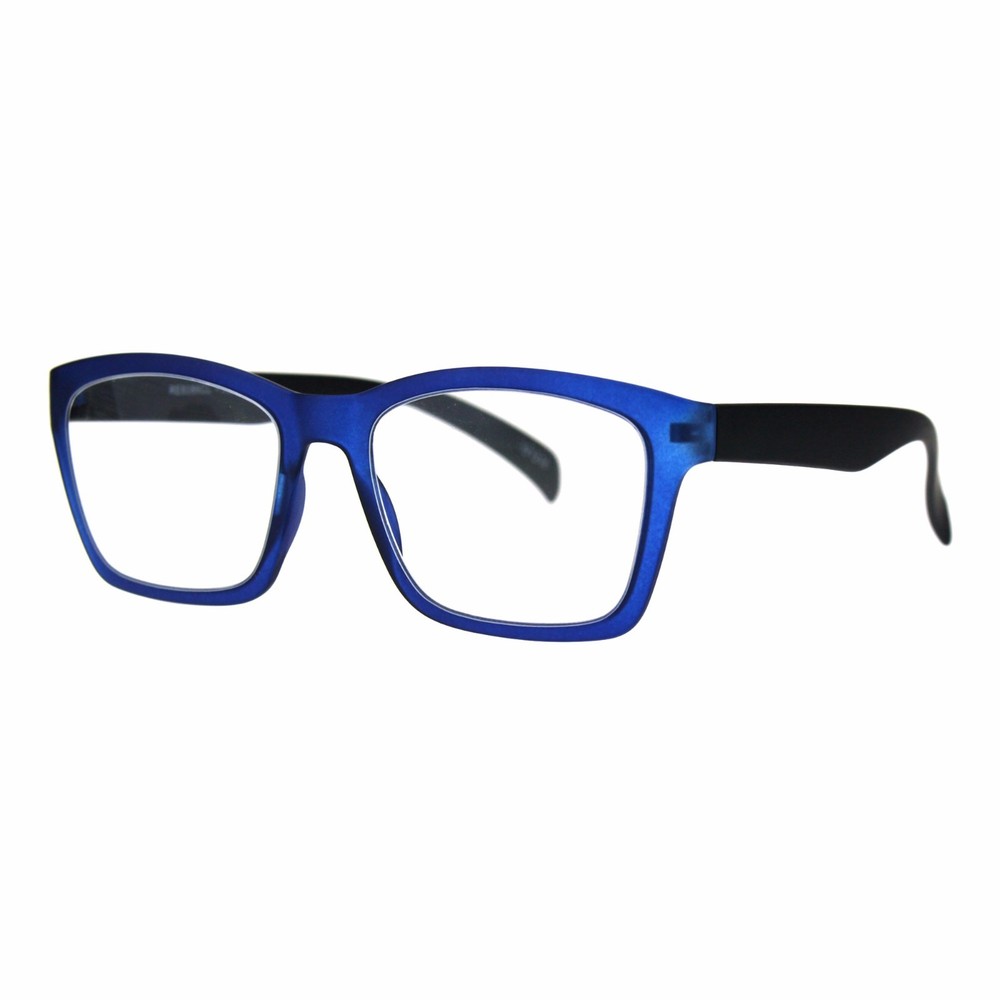 Unisex Reading Glasses Flexible Rectangular Matted Frame Magnified Readers