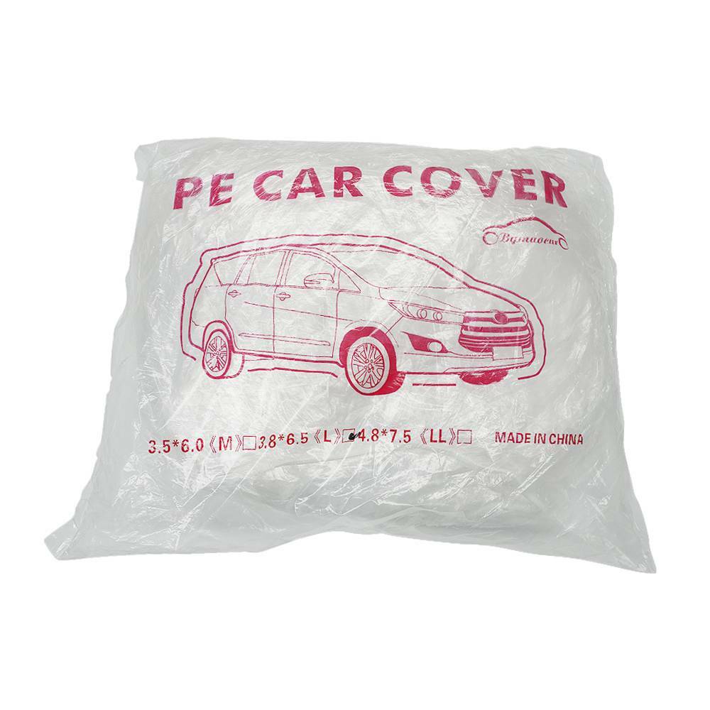 Clear Plastic Temporary Universal Disposable Car Cover Rain Dust Garage 1 PACK