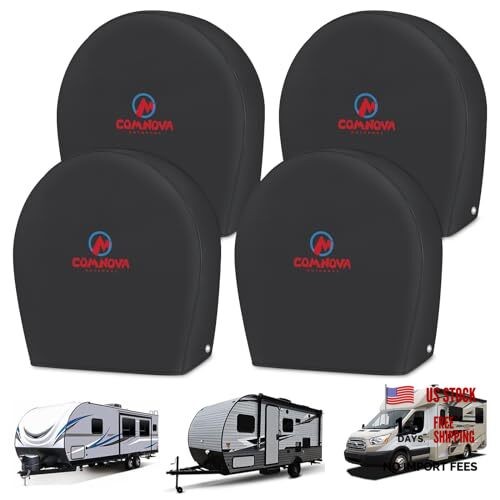 RV Tire Covers 4 Pack, Tough Tire L - Fit Tire Diameter 30"-32" Black - 4 Packs