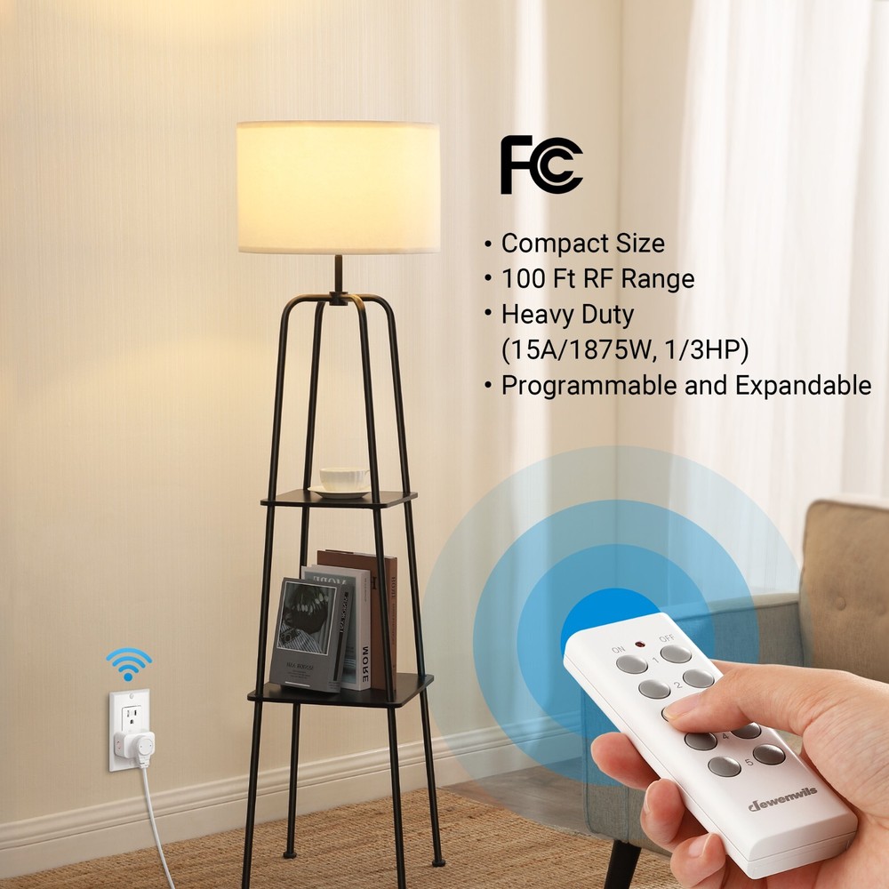 DEWENWILS Wireless Remote Control Outlet,Remote Light Switch,2 Remote 5 Outlets