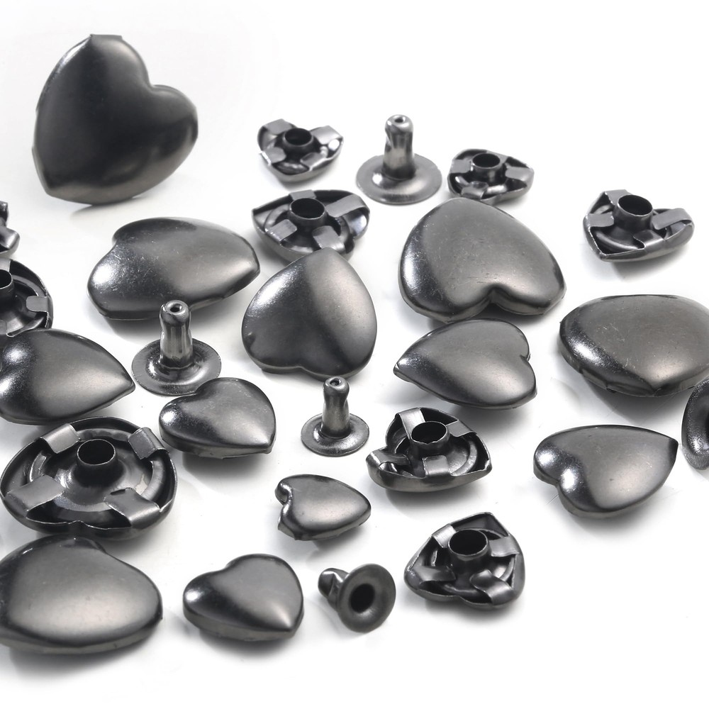 150 Sets Leather Rivets Kit Mixed Sizes Rivets for Leather Heart Studs for Cl...