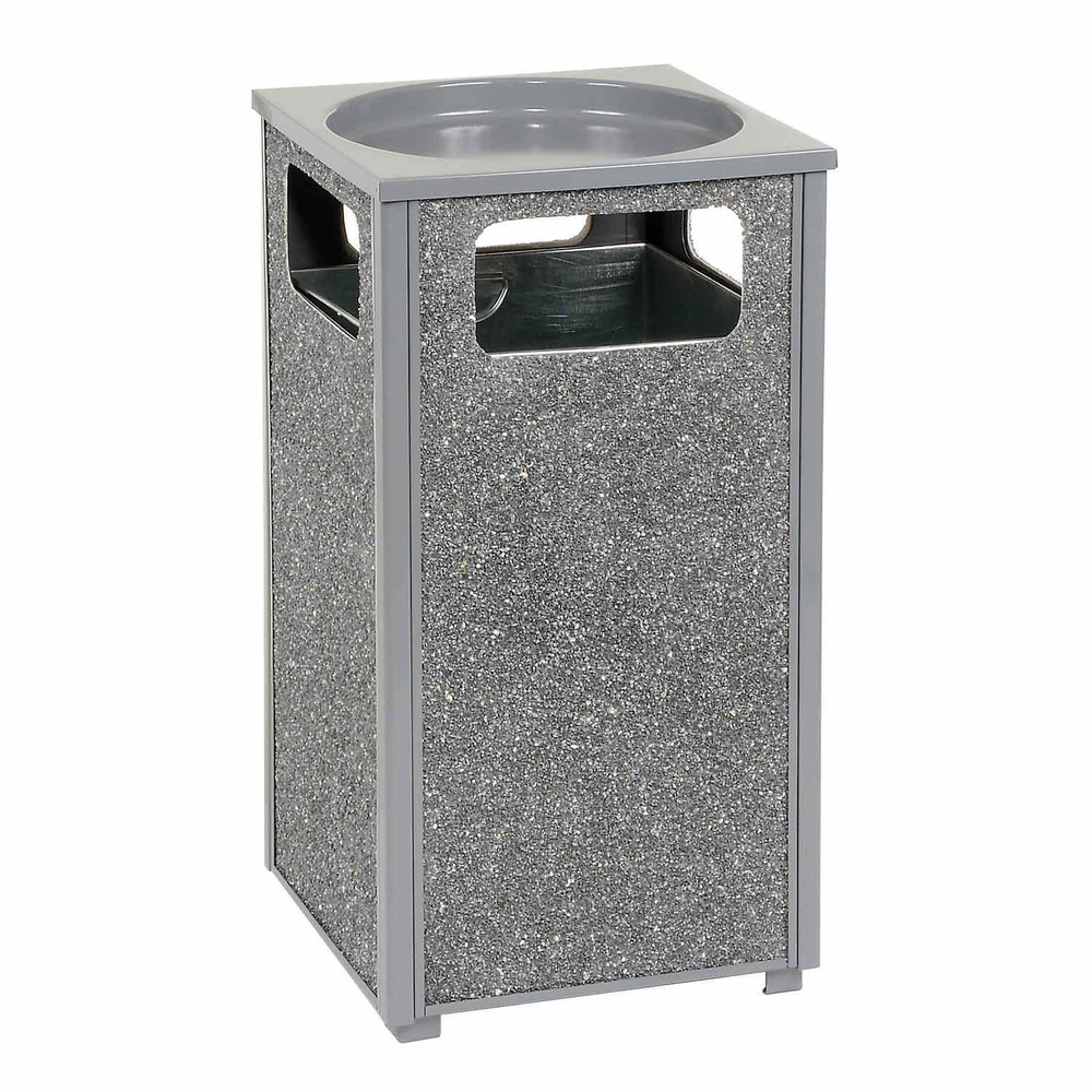 Stone Panel Trash Sand Urn 17-1/2" Square X 32"H Gray