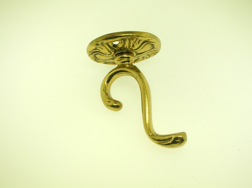 VINTAGE SOLID BRASS WALL COAT HOOK - 2 7/8" LONG - MORE THEN ONE AVAILABLE