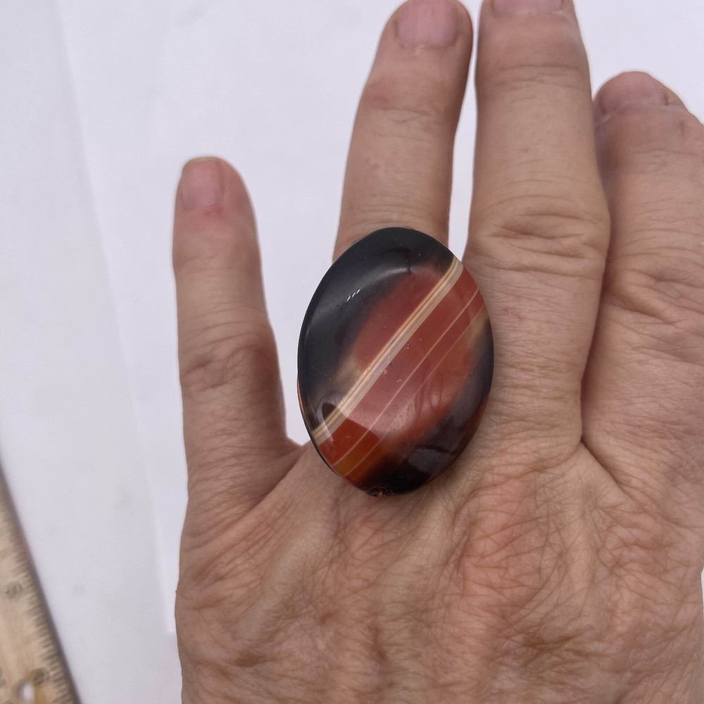 Wire Wrap Oval Shape Gemstone Ring Size 4