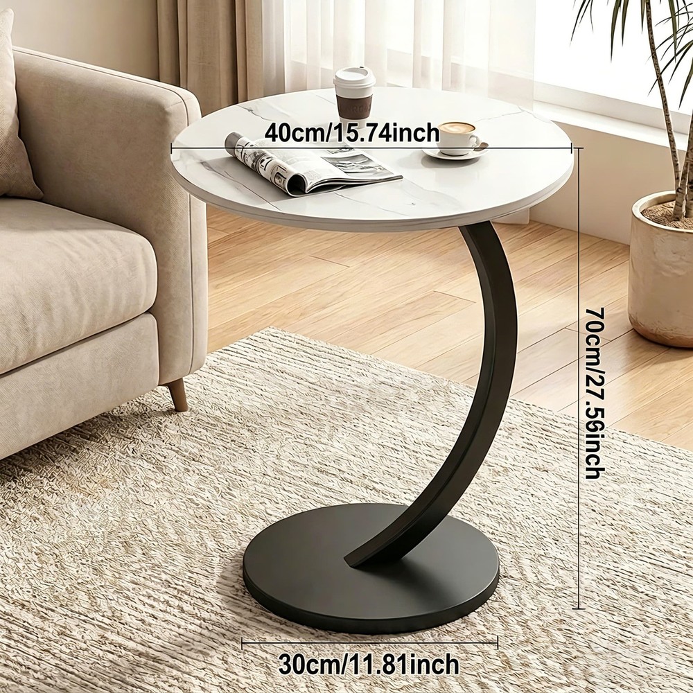 Sofa Side Table storage shelf Modern Couch Table Bedside Snack 1-layer WHITE