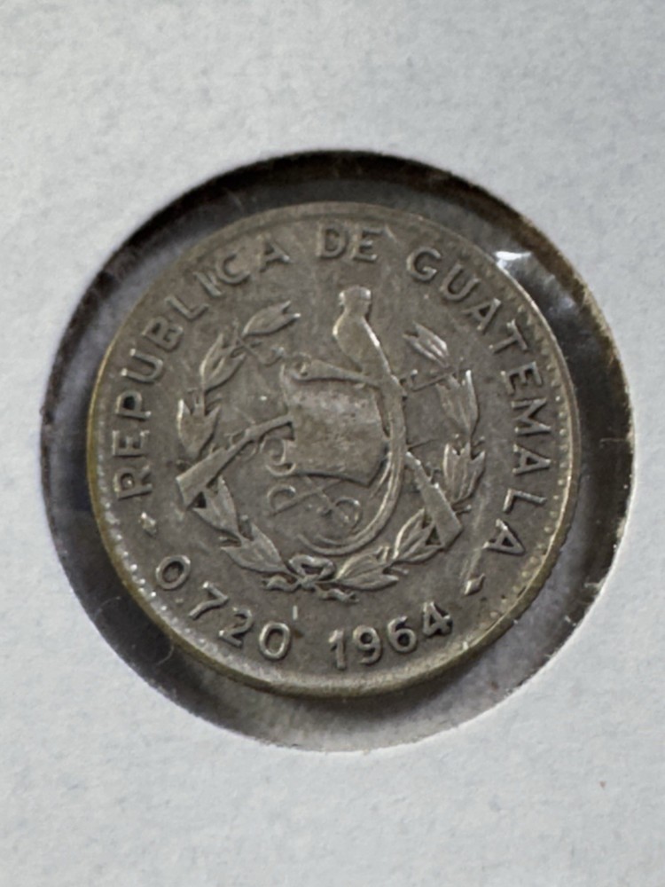 1964 Guatemala 5 Centavos Silver Coin