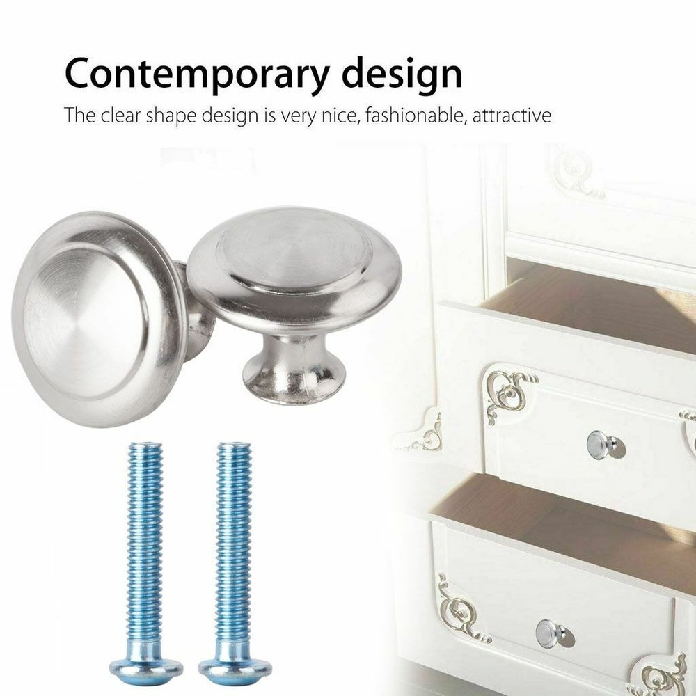 20Pcs Stainless Steel Round Kitchen Cabinet Door Handles Drawer Pulls Knobs