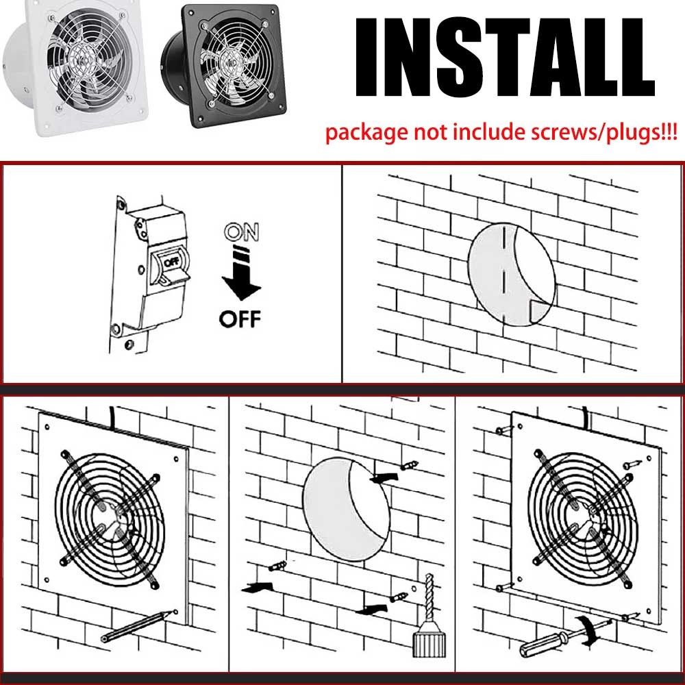 4" Window Exhaust Wall Mounted Ventilation Extractor Fans with Backdraft Damper