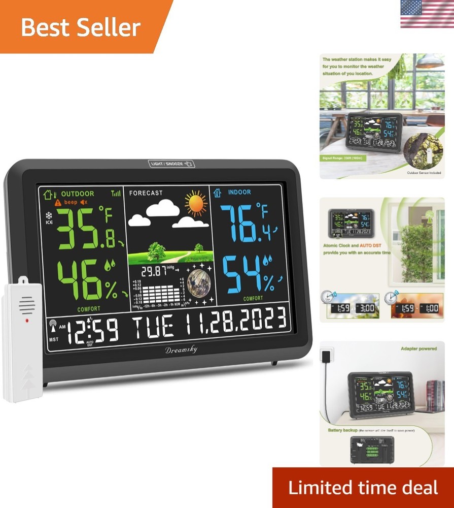 Large Display Wireless Indoor Outdoor Thermometer with Atomic Clock Precision