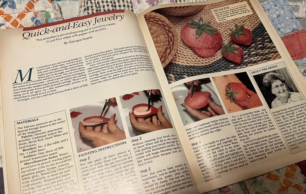 Decorative Artists Workbook August 1990 Tole painting patterns instructions