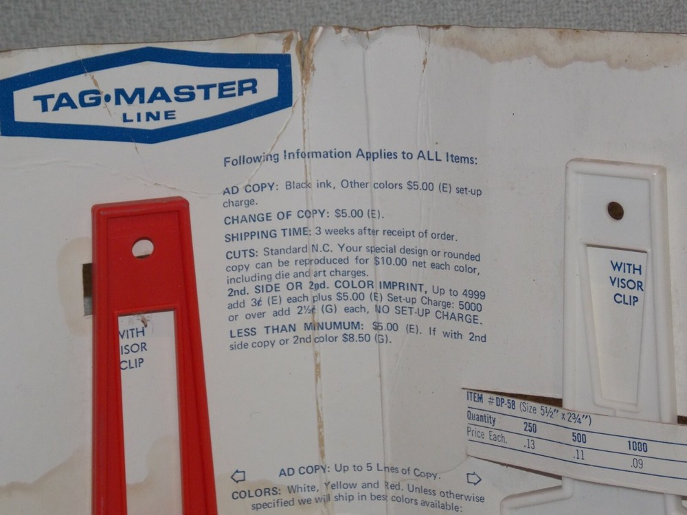 Vintage Salesman's Display TAG-MASTER LINE Windshield Scraper & Squeegee Board