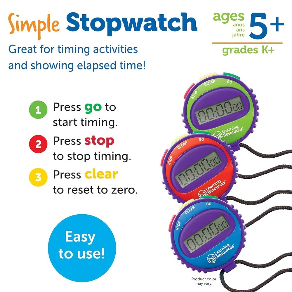 Learning Resources Simple 3 Button Stopwatch, Supports Science Investigations...