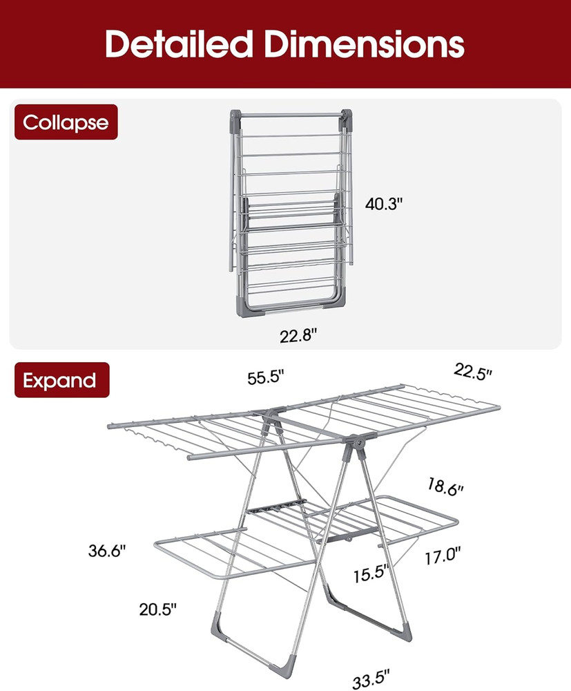 Clothes Drying Rack - Foldable Laundry Drying Rack for Clothing & Bedding, Ea...