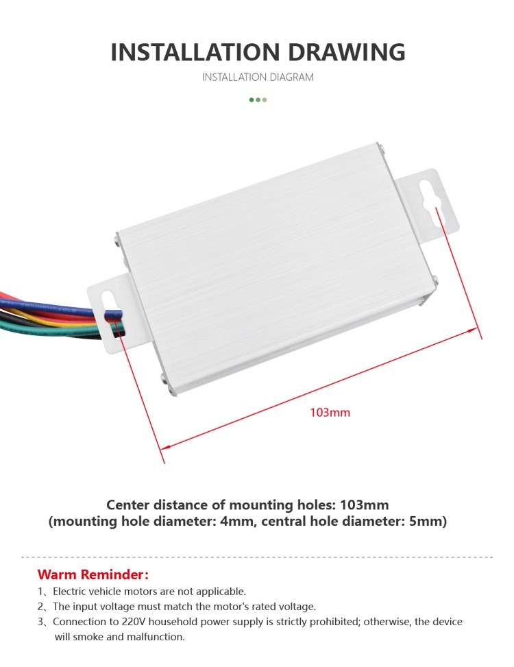 PWM DC Brushed Motor Continuously Variable Transmission Controller Switch 6V~24V