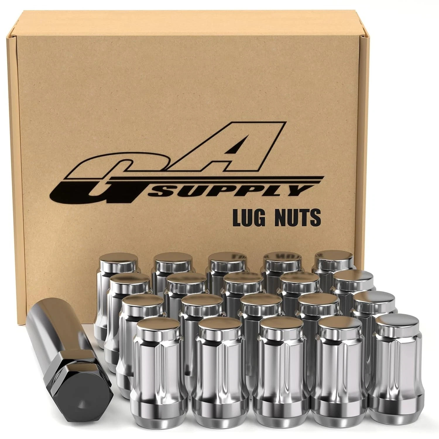 GAsupply 12x1.5 Lug Nuts Spline, Closed End Chrome Acorn Tuner Lug Nuts 1.38" 35