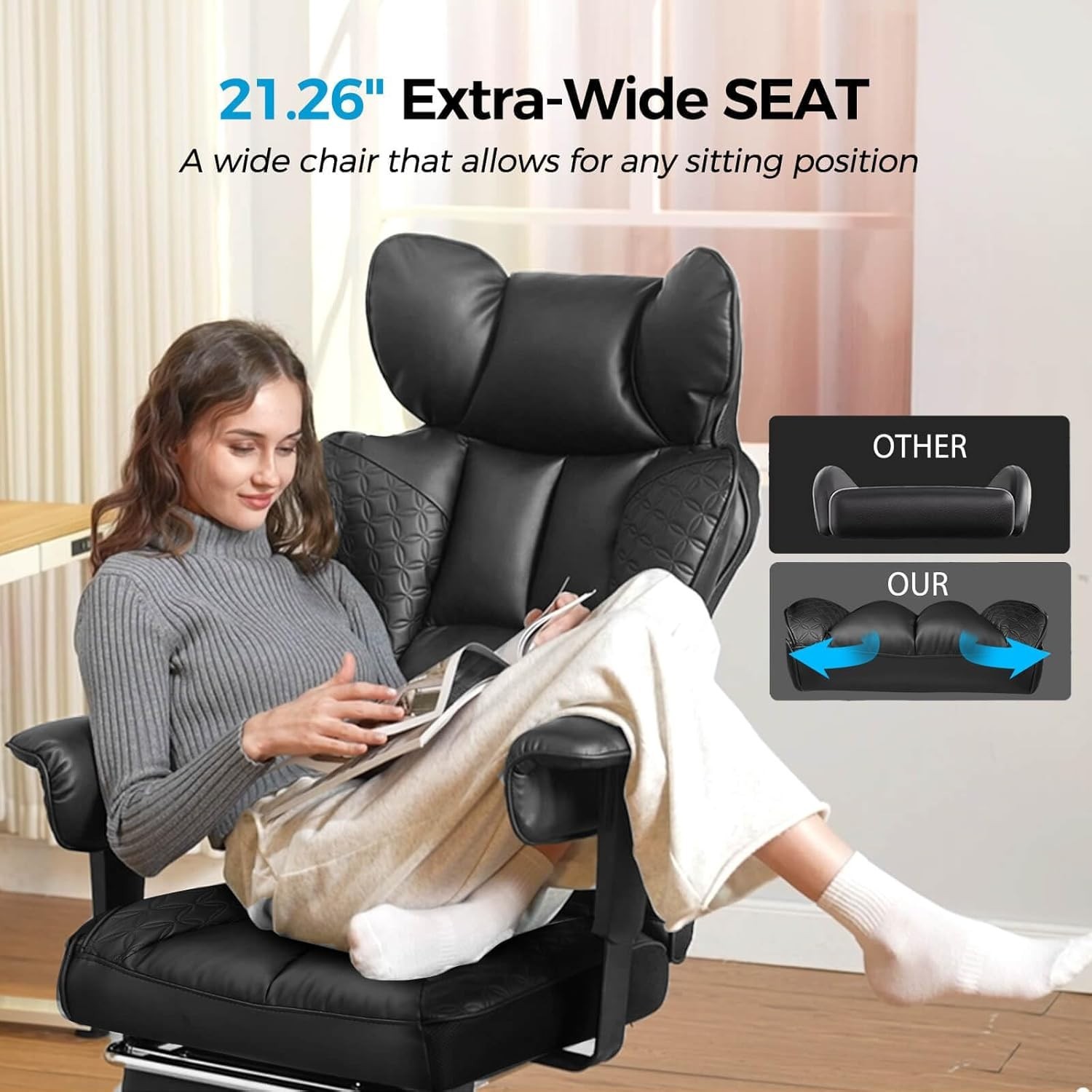 GTRACING Big and Tall Gaming Chair 400lbs Heavy Duty Office Chair with Footrest,