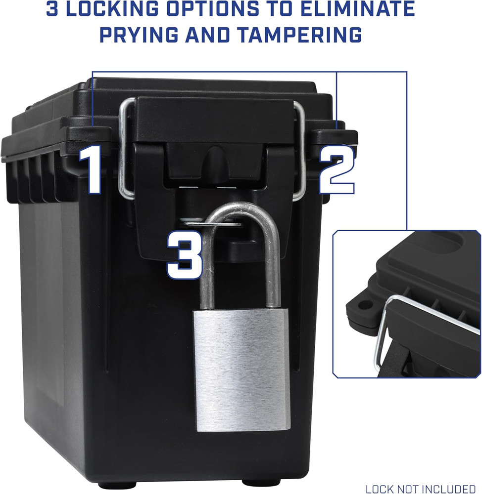 12629 Ammo Storage Box, Stackable .30 Cal Field Box, Made in USA, Black, 1-Pack