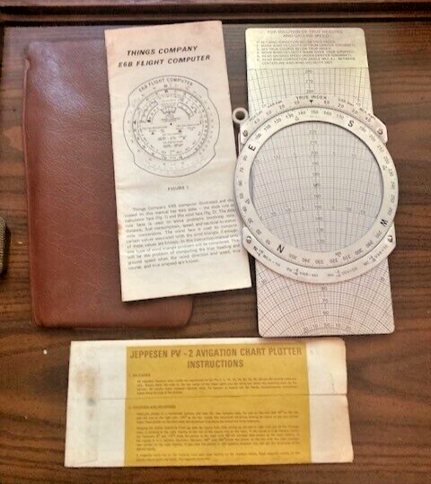 VINTAGE METAL E6B FLIGHT COMPUTER W/ MANUAL ALTITUDES , Instruc. & PV-2 Plotter