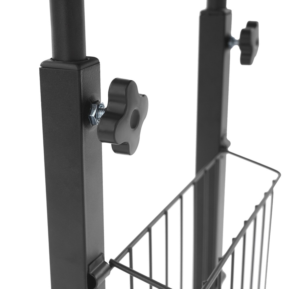 2 Tiers Adjustable Bed Side Table Thickened Mobile Standalone Table w/ Wheels