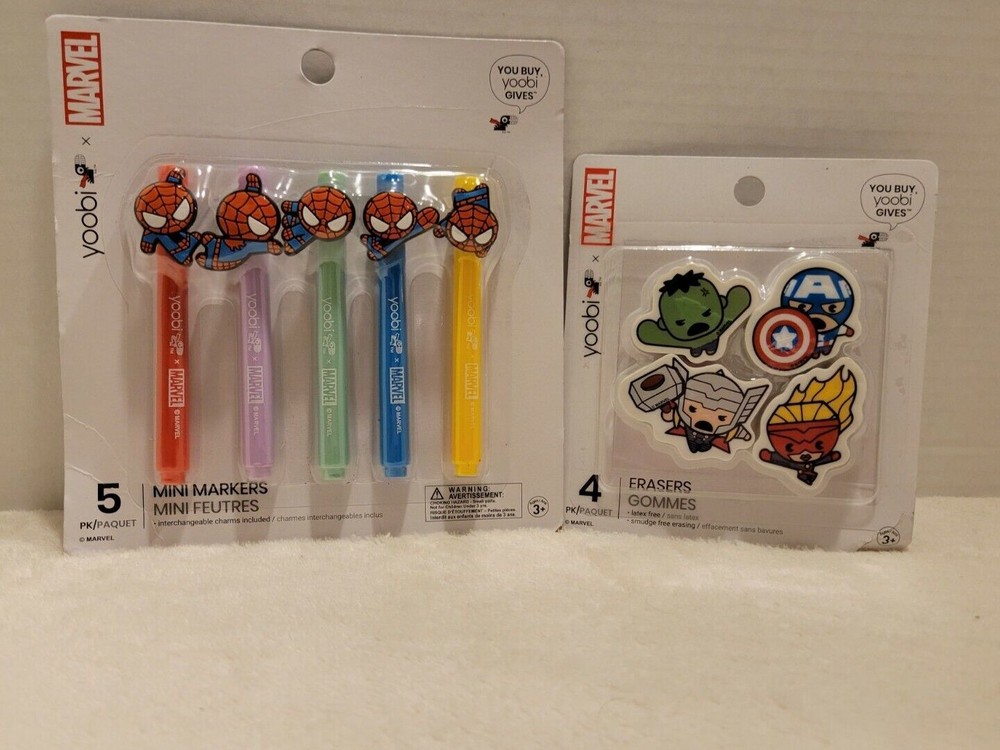 Yoobi marvel Erasers & Superman Mini Markers