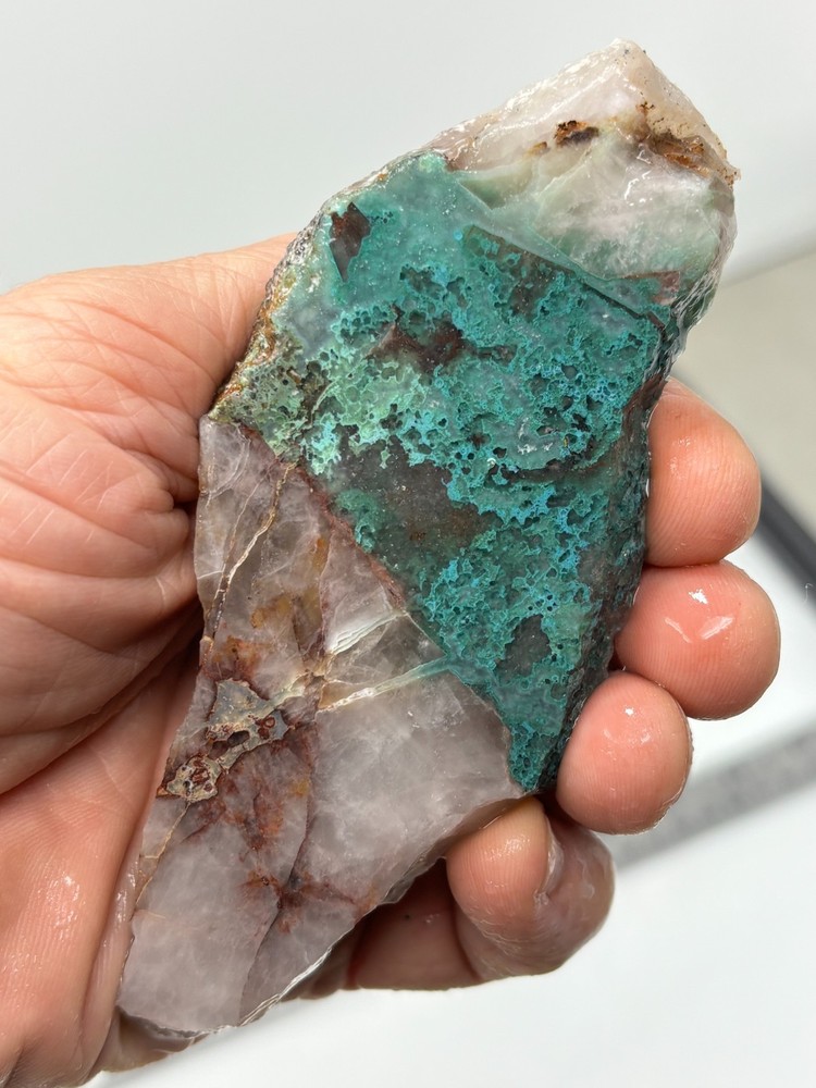 Spiderweb Chrysocolla in Quartz Slab Cabbing Lapidary Combo Ship Avail