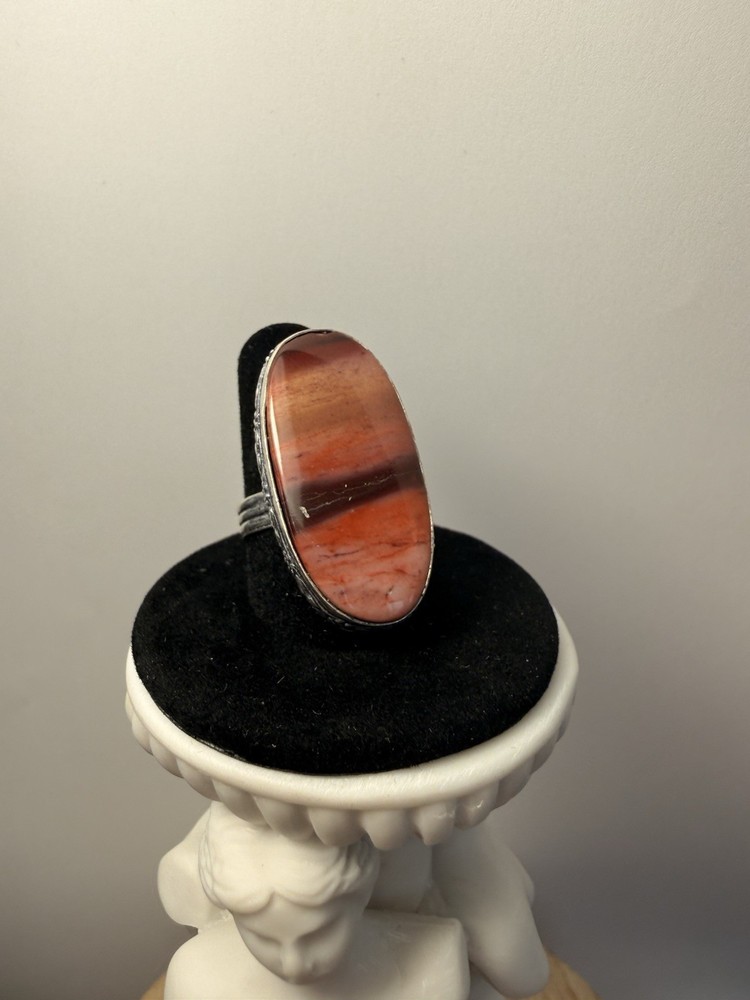 925 silver plated red mookaite ring 0514 ring, SIZE 7-7.5