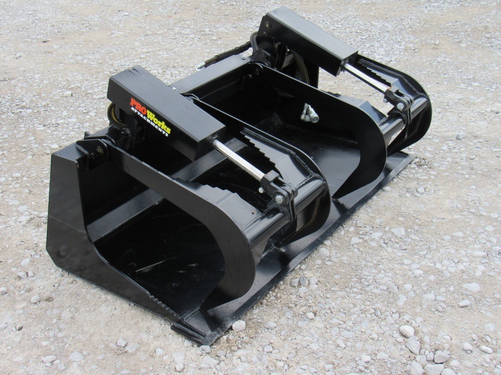 60" Solid Bottom Grapple Grease & 48" Full Guard Pallet Forks Combo Quick Attach
