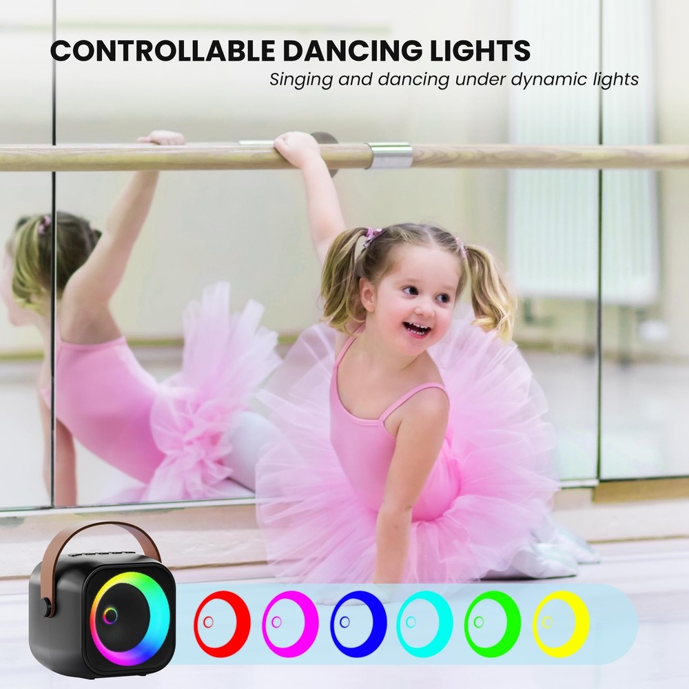 Mini Karaoke Machine, Portable Bluetooth Karaoke Speaker with 2 Wireless Microph