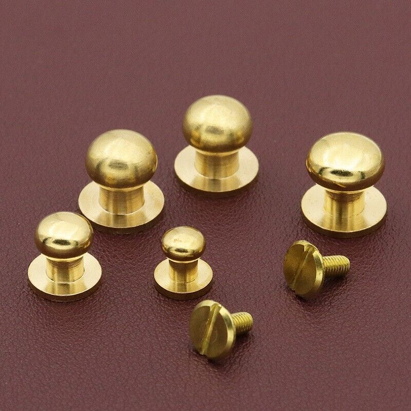 50pcs M3 Round Head Solid Brass Stud Screw Rivet Chicago Button Leather Craft