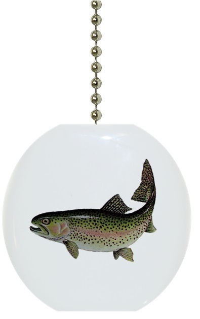 Rainbow Trout Fish Fishing Solid CERAMIC Ceiling Fan Light Lamp Pull