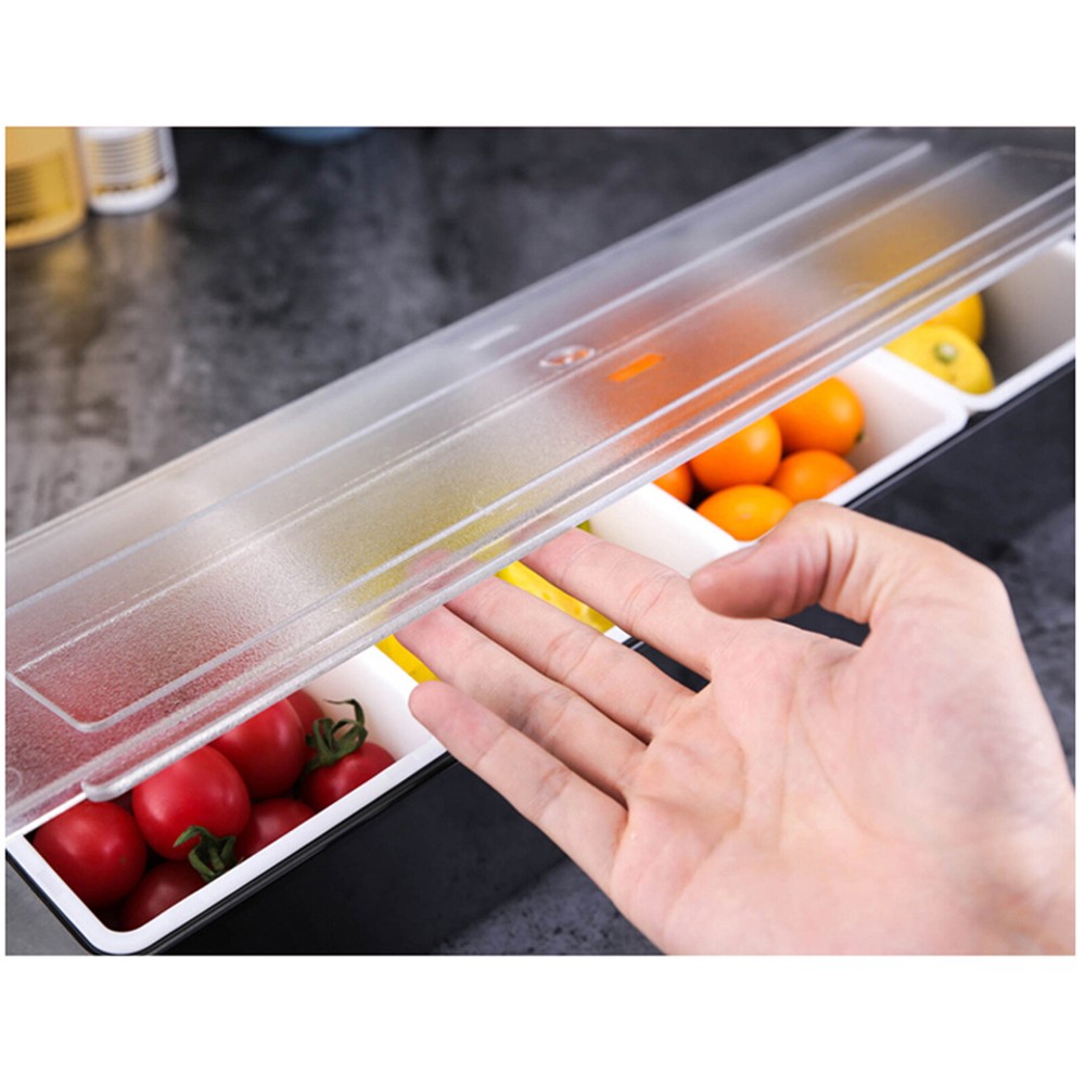 Ice Chilled 4/5 Compartment Condiment Server Caddy Serving Tray Container Bar US