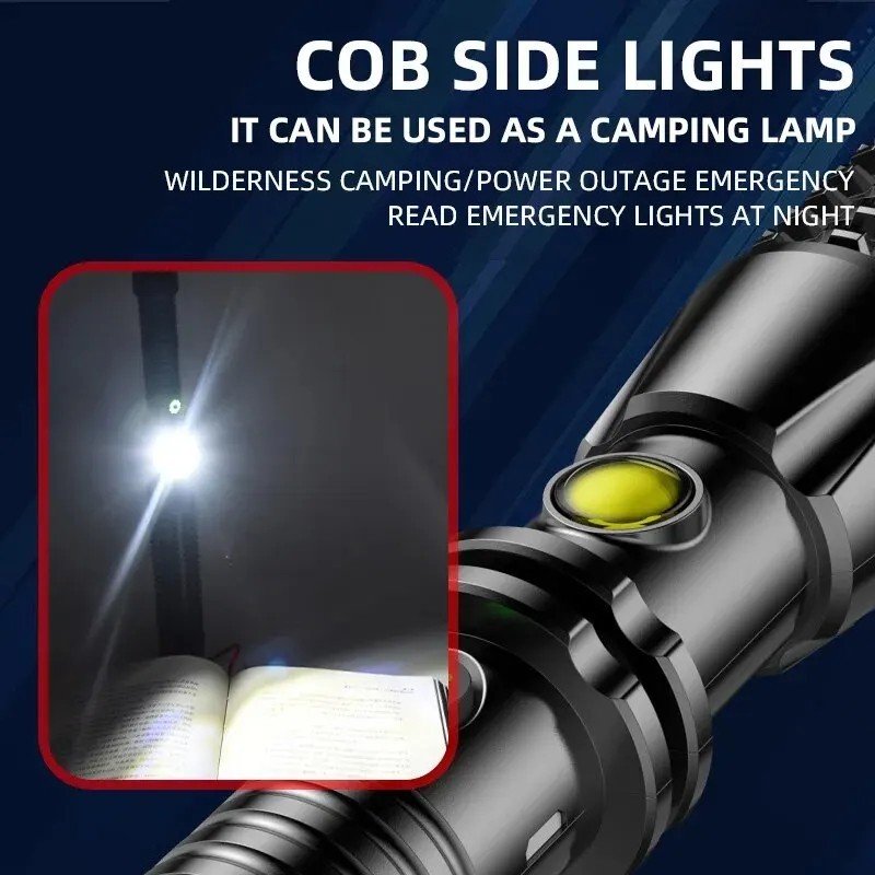 Rechargeable Tactical Flashlight Long Handle Self Defense Torch Window Breaker