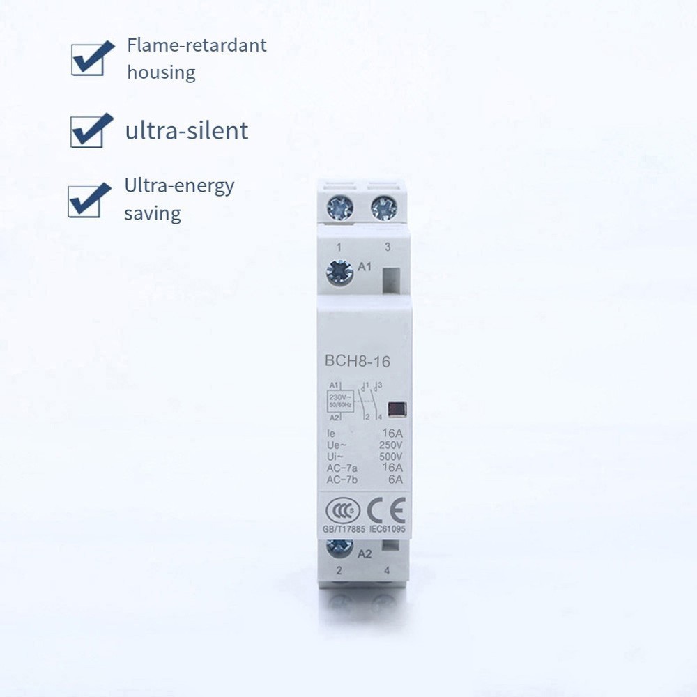 Household Contactor AC230V 2P 16A 2NO Rail Mounting Modular Contactor Automatic