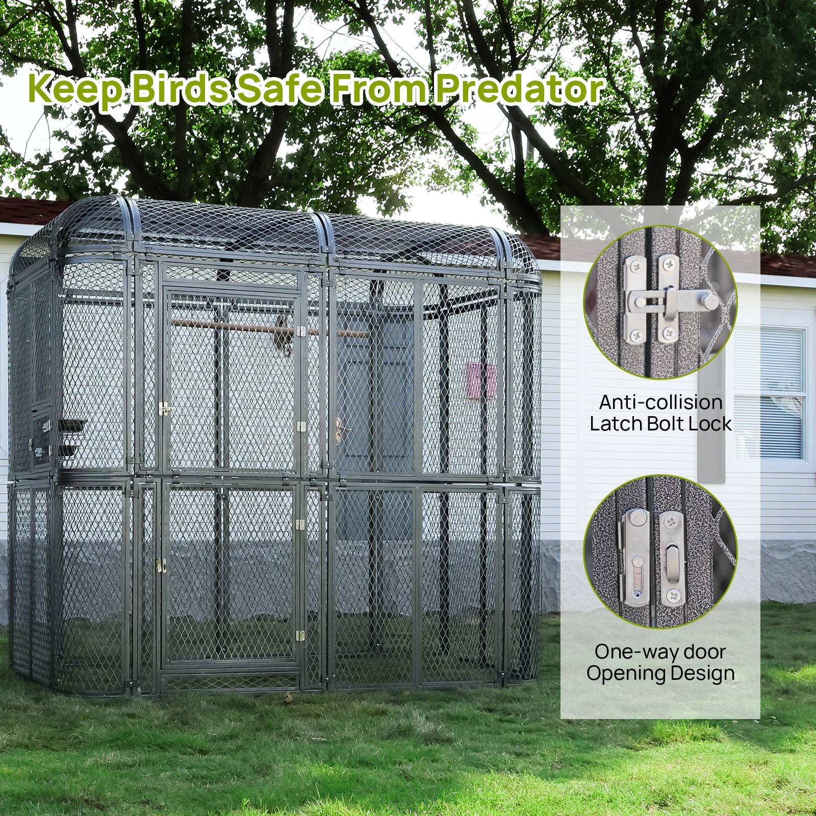 Large Walk-in Bird Cage Aviary for Parrot Macaw Finch Outdoor Metal Enclosure