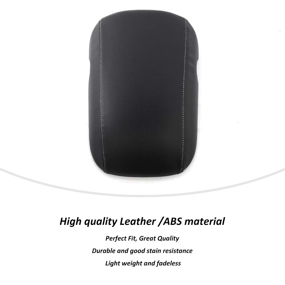 Black PU Leather Center Console Armrest Box Storage Cover For Ford Mustang 2015+