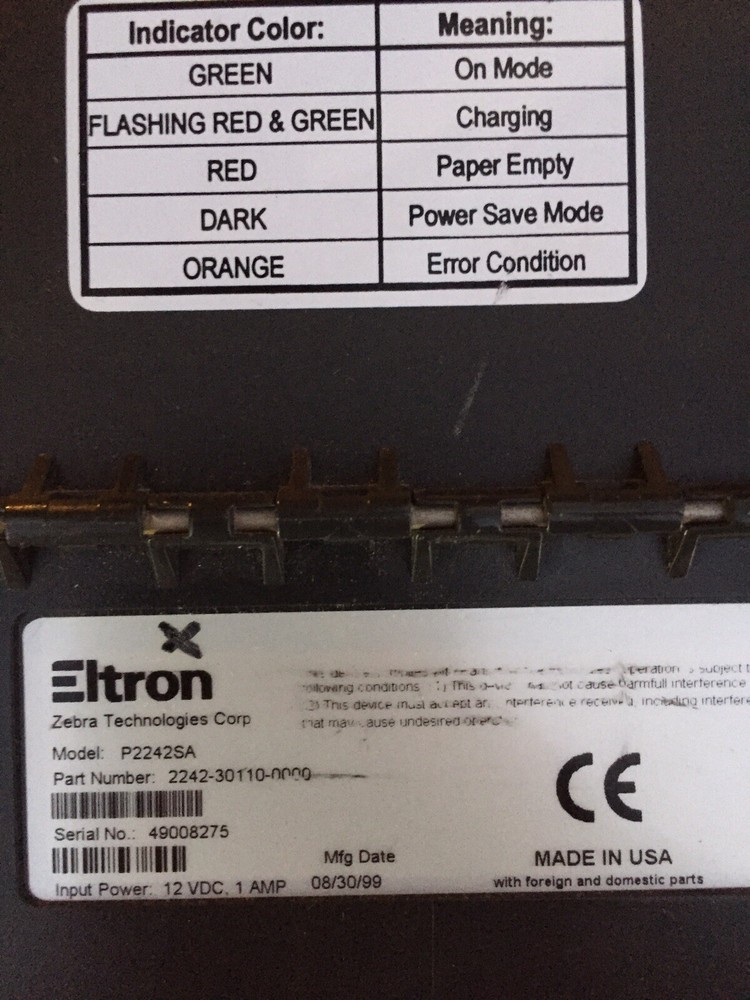 Eltron P2242 Thermal Label Printer (P-2242). Untested! Transport Printer!