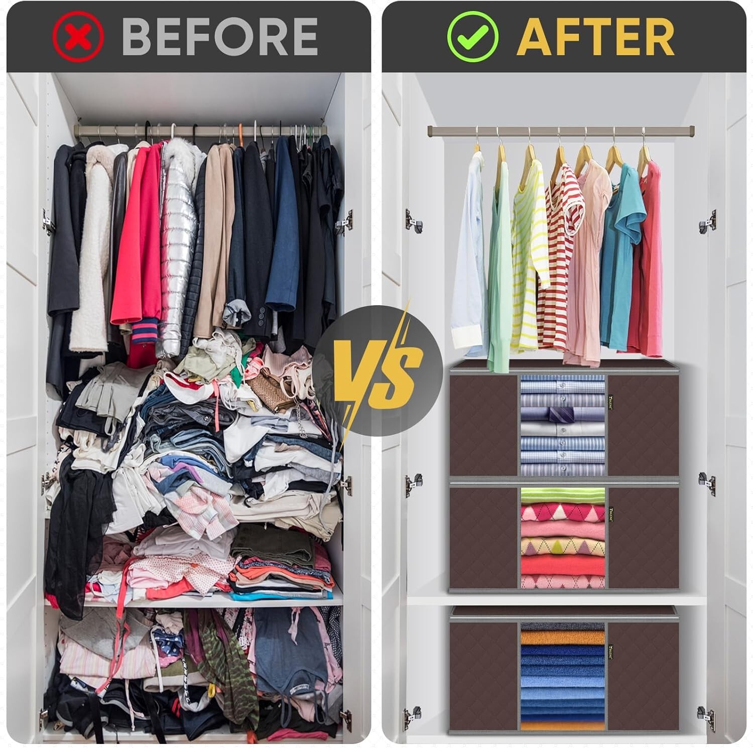 6 Pack Clothes Storage Bags, 24 Gallon Storage Containers with Reinforced Handle