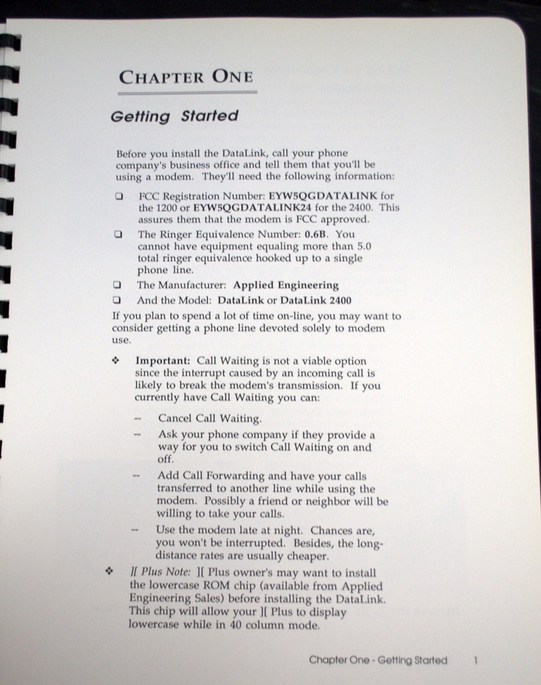 Applied Engineering DataLink 1200/2400 User 's Manual