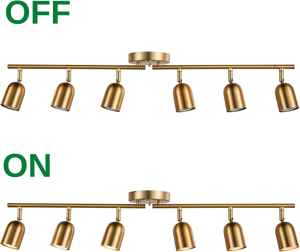 Adjustable 6-Light Track Lighting Kit in Matt Brass for Home & Kitchen