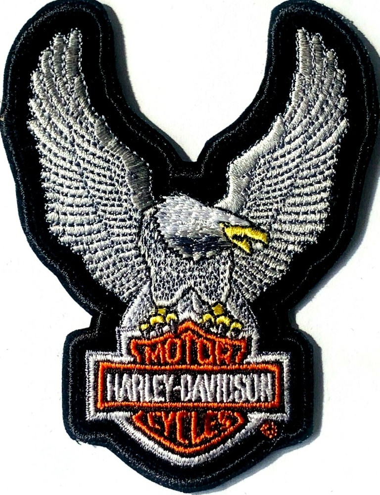 Harley Davidson Silver Eagle Up Wing B&S Patch 3 3/4" x 2 7/8" EMB328062