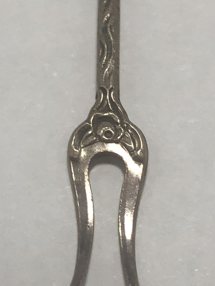 Antique Miniature 835 Silver Floral Repousse Fork