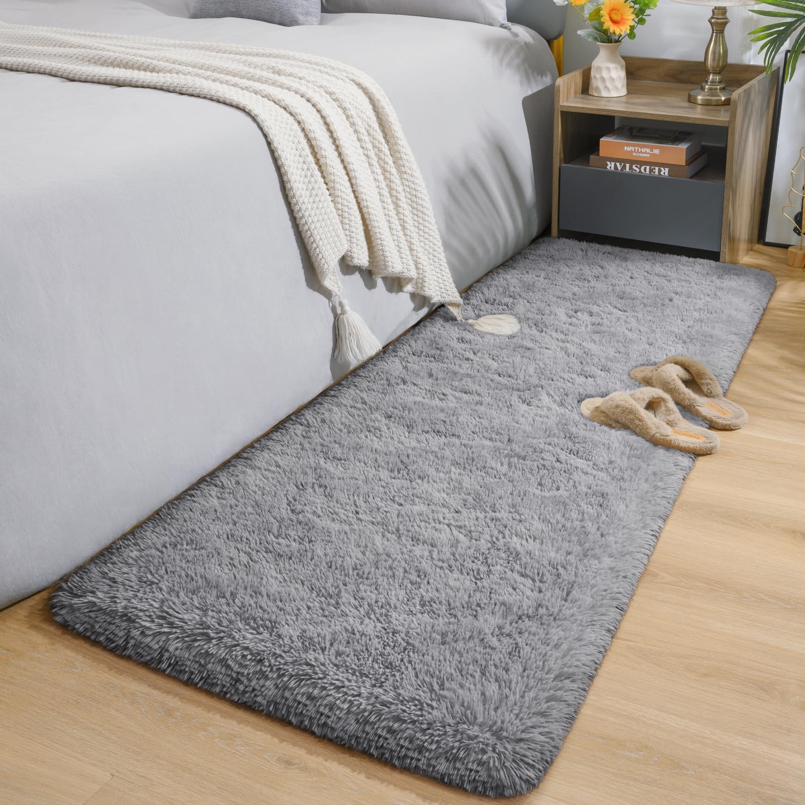 Shag 2x6 Runner Rug for Bedroom, Washable Rugs Runners with Memory Foam Hallways
