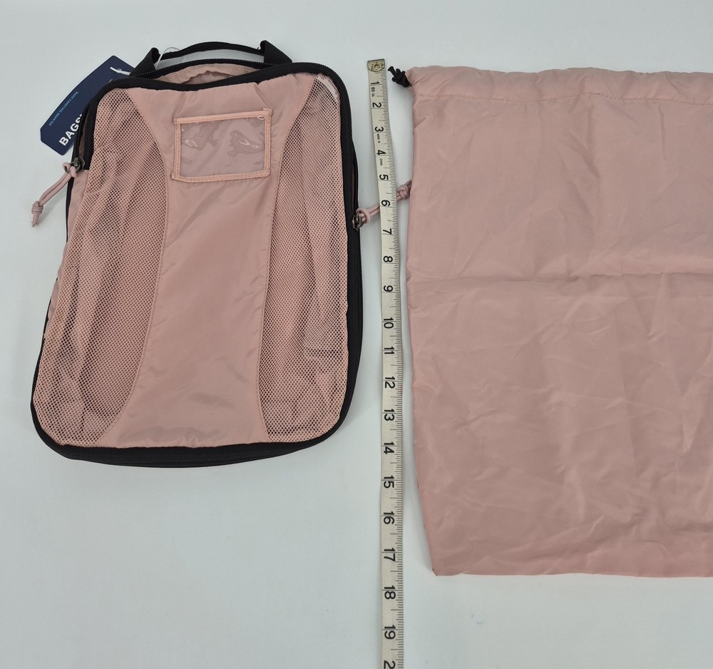 BAGSMART Small Vented Packing Cube Organizer Pink With Nylon Drawstring Bag
