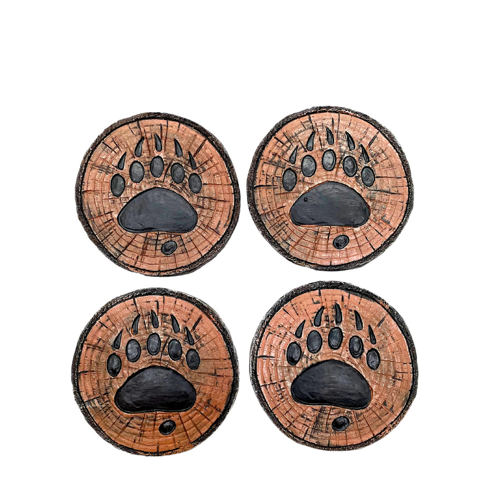 Black Bear Paw Print Coaster Set | Set of 4